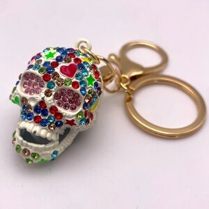 SUGAR SKULL | Rhinestone Bag Charm | Keychain | White (Brand New!) ✨